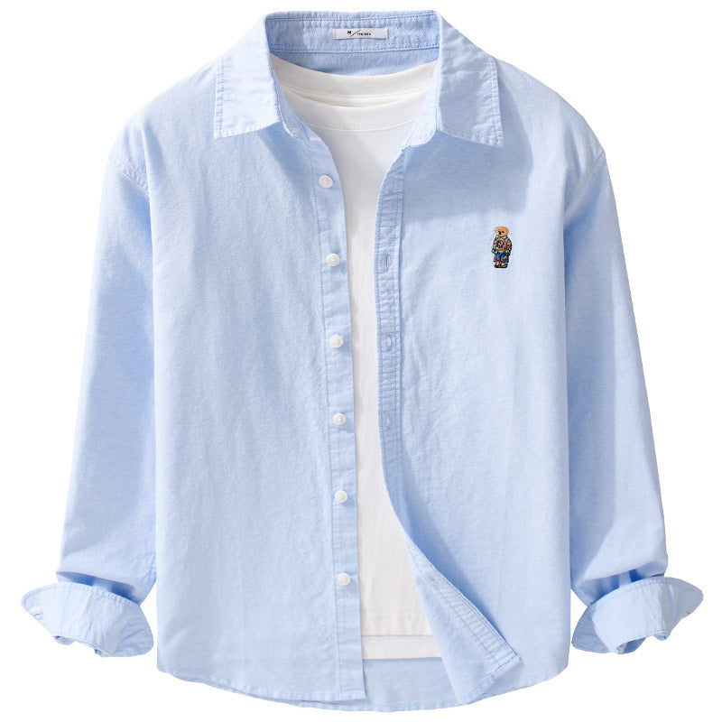 Herren Button-Down Overshirt im Casual-Relaxed-Stil mit tonaler Stickerei Nord Taschen