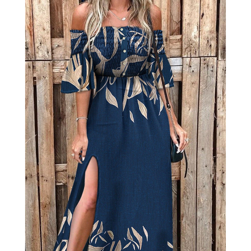 Damen Blumen Maxi Kleid Nord Taschen