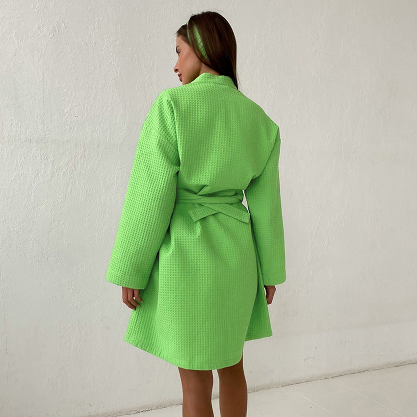 Damen Bademantel aus hochwertigem Baumwollmix mit Gürtel und praktischen Taschen Nord Taschen