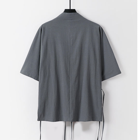 Damen Wickel-Kimono-Oberteil mit kurzen Ärmeln und Seitenschnürung Nord Taschen