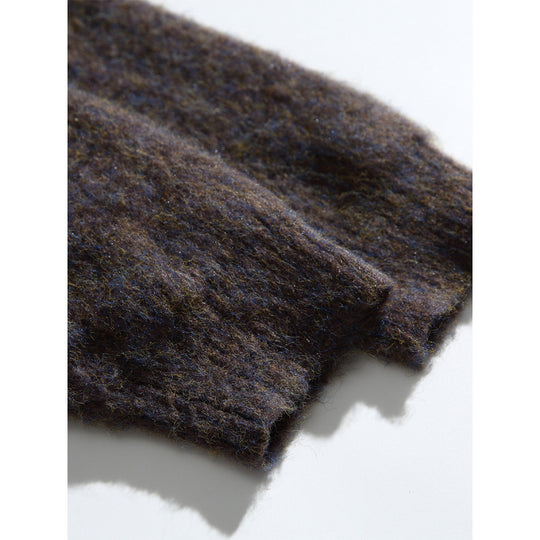 Damen Grobgestrickte Oversize-Strickjacke in Mohair‑Optik mit Rundhalsausschnitt und Knopfleiste Nord Taschen