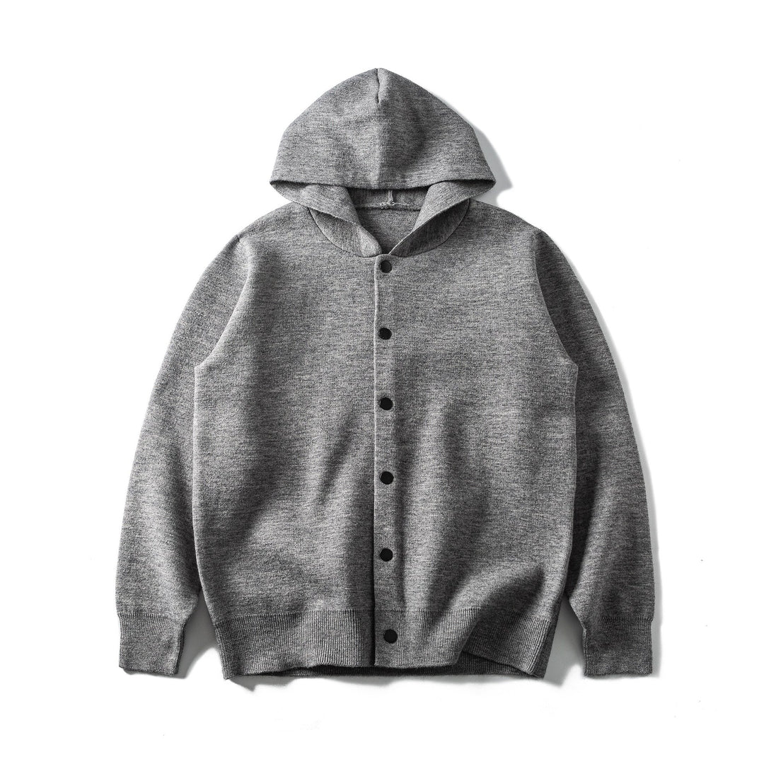 Unisex Leichte Kapuzen‑Strickjacke mit Druckknopfleiste und Rippbündchen Nord Taschen