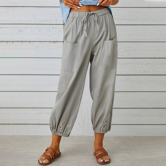 Damen modische Freizeit-Hose mit praktischen Taschen und elastischen Bündchen