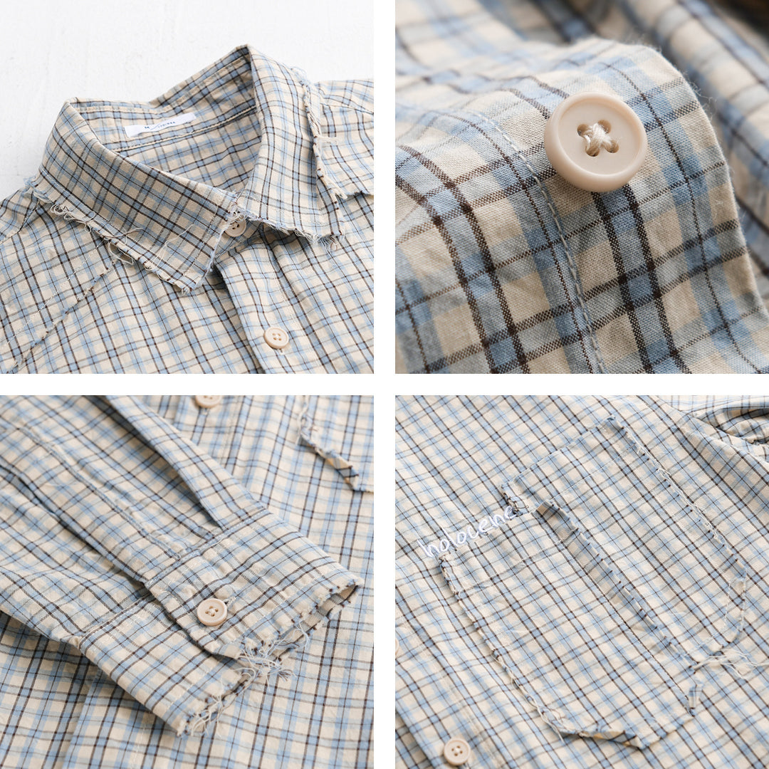 Herren Karo-Overshirt mit fransigem Saum, Brusttasche und Relaxed-Fit Nord Taschen