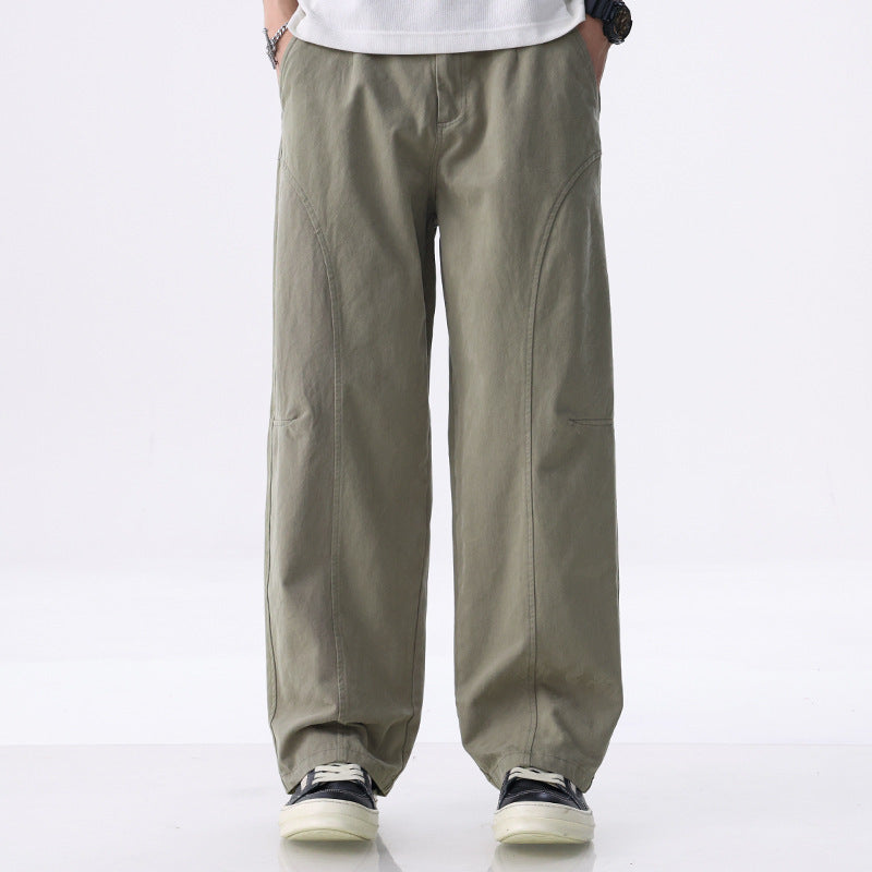 Herren Locker geschnittene Utility-Hose mit weitem Bein, markanten Ziernähten und elastischem Bund Nord Taschen
