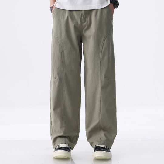 Herren Locker geschnittene Utility-Hose mit weitem Bein, markanten Ziernähten und elastischem Bund Nord Taschen