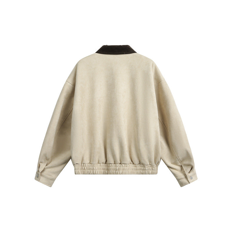 Unisex Kurz geschnittene Boxy-Blousonjacke mit Cordkragen und elastischem Bund Nord Taschen