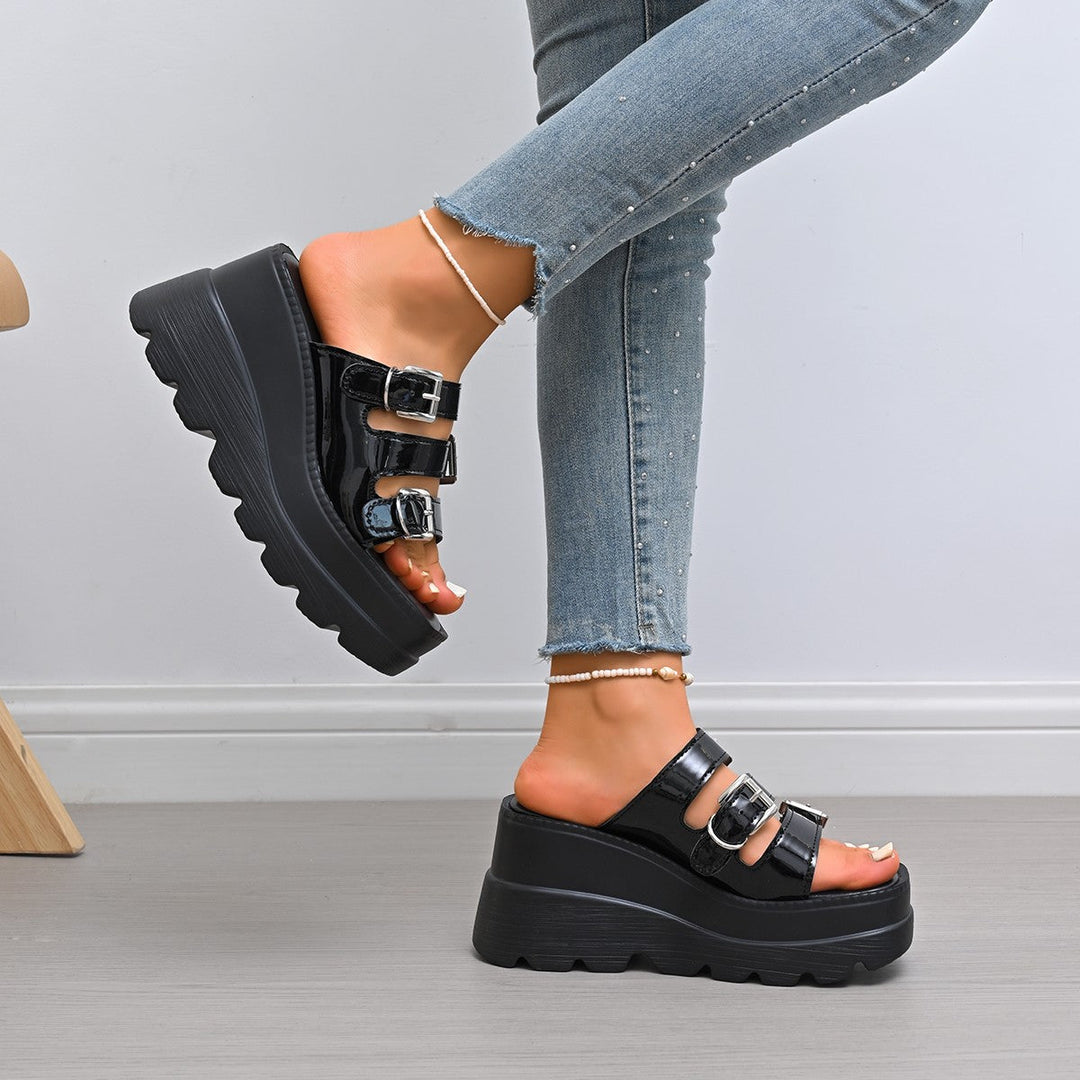 Damen Wedge-Pantoletten mit verstellbaren Riemen und bequemem Fußbett Nord Taschen