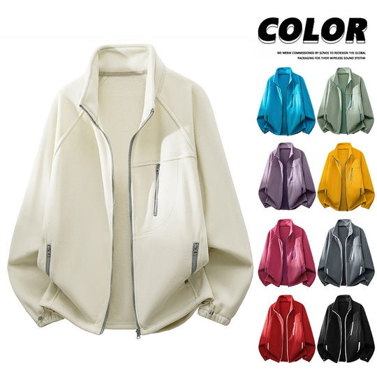 Unisex Leichte Fleecejacke mit Stehkragen, Raglanärmeln und multiplen Reißverschlusstaschen Nord Taschen