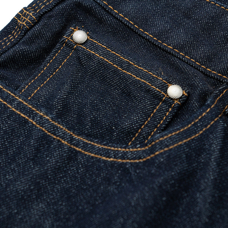 Damen Relaxed-Fit High-Waist Denimhose mit weitem Bein und markanter Nahtführung Nord Taschen