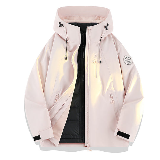 Damen Leichte wasserdichte Kapuzenjacke mit Teddy‑Charm und verdeckten Reißverschlusstaschen Nord Taschen