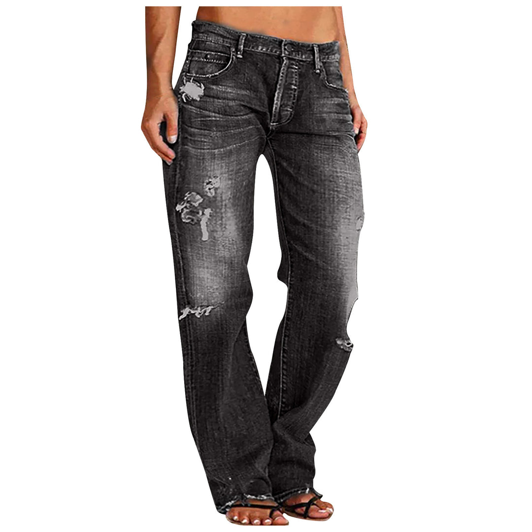 Damen weite zerrissene Jeans mit hoher Taille Relaxed Fit und ausgefranstem Saum Nord Taschen