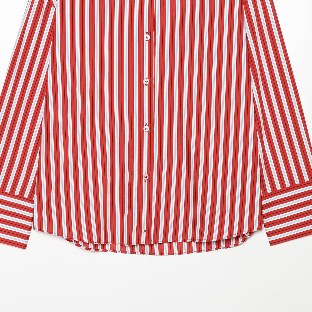 Damen Oversize-Hemdbluse mit Tropfenärmel, Kentkragen und durchgehender Knopfleiste Nord Taschen