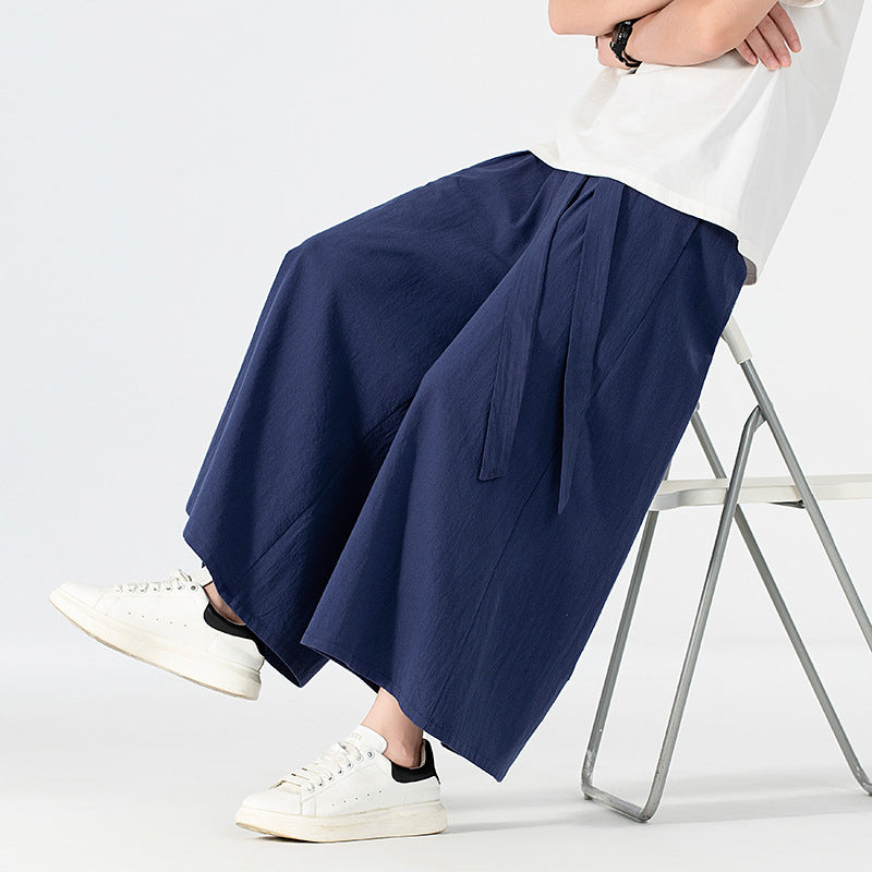 Damen Culotte-Style Hosenrock mit weitem Bein und Bindegürtel Nord Taschen