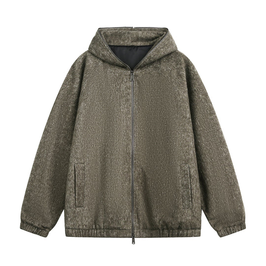 Unisex Technische Oversize-Kapuzenjacke im Wolloptik mit Zwei-Wege‑Reißverschluss Nord Taschen