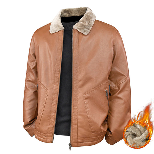 Herren Aviator-Bomberjacke in Nappa-Optik mit Teddy-Innenfutter und Reißverschlusstaschen Nord Taschen