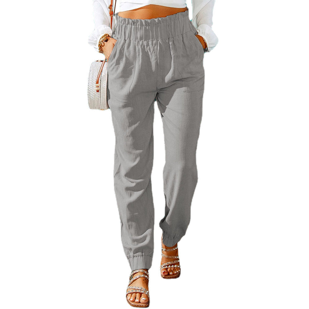 Damen Luftige Baumwollhose mit elastischem Bund und praktischen Taschen