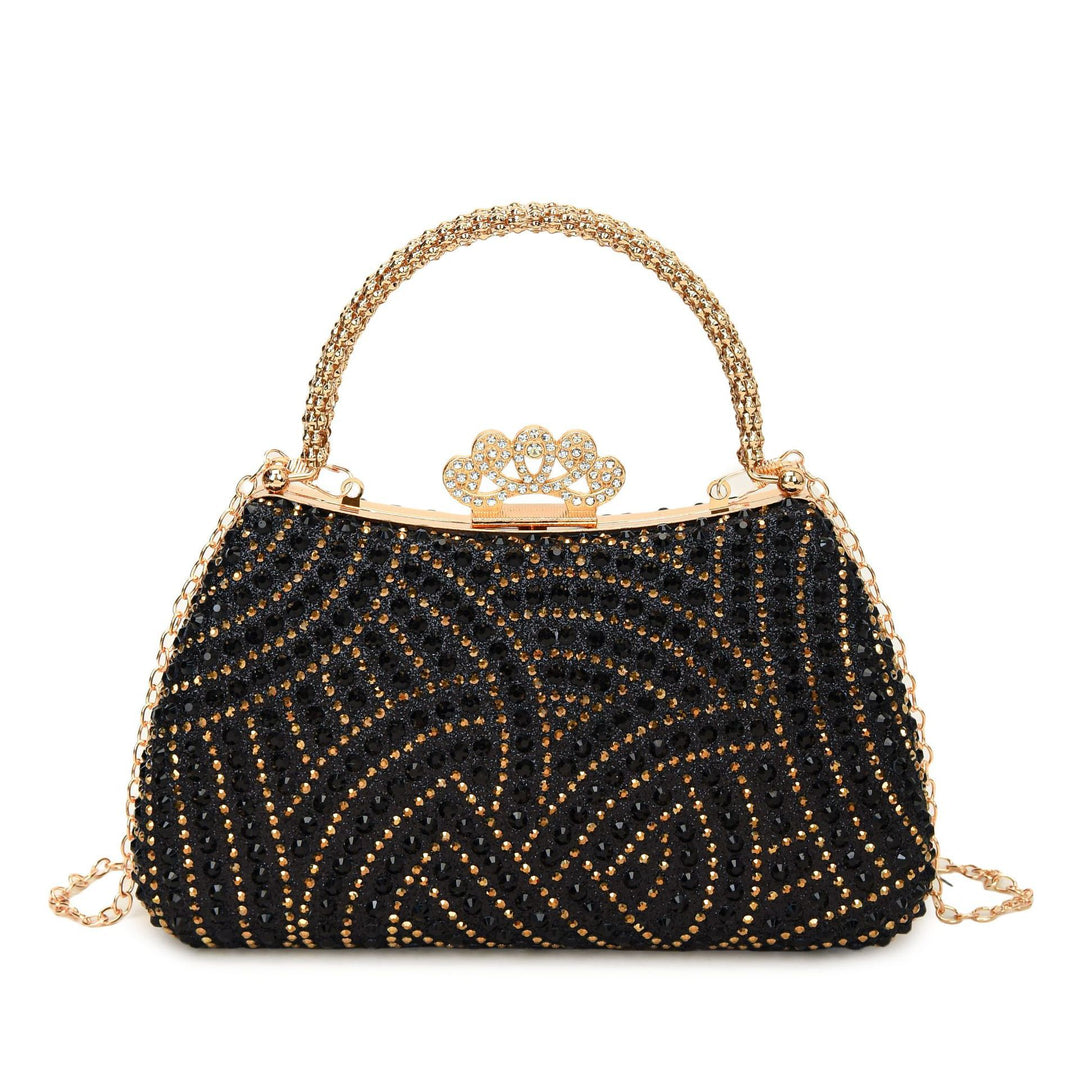Damen funkelnde Glamour Clutch mit dekorativem Kettenhenkel Nord Taschen