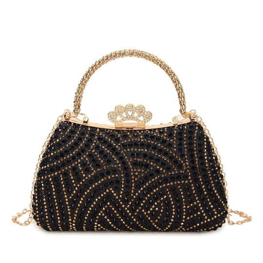 Damen funkelnde Glamour Clutch mit dekorativem Kettenhenkel Nord Taschen