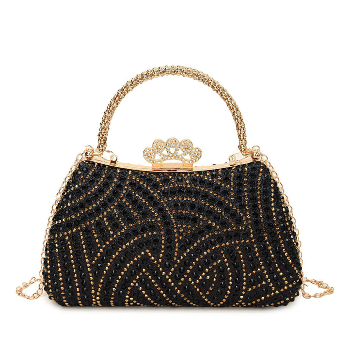 Damen funkelnde Glamour Clutch mit dekorativem Kettenhenkel Nord Taschen