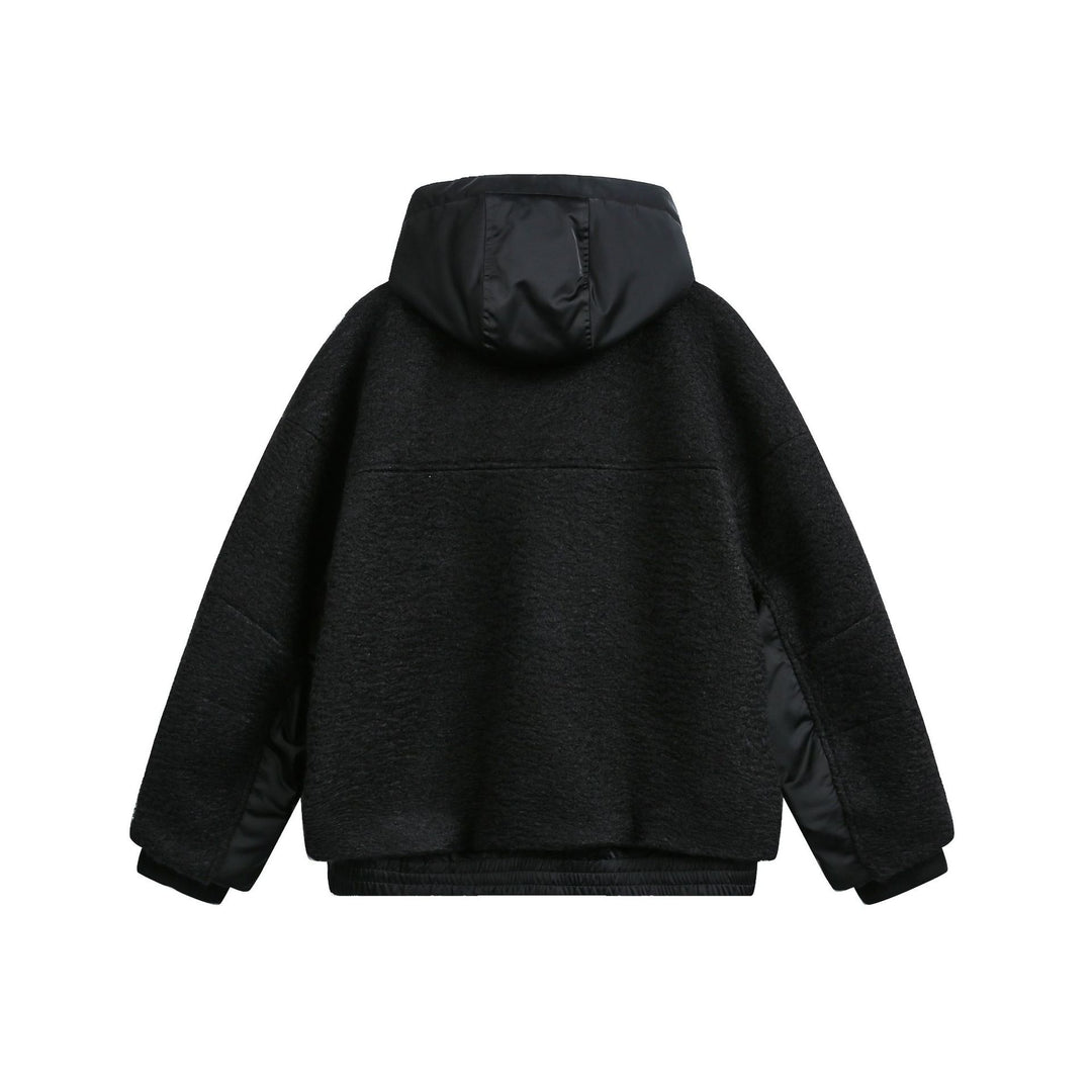 Damen Oversize Wollmix Bomberjacke mit gesteppter Kapuze Nord Taschen