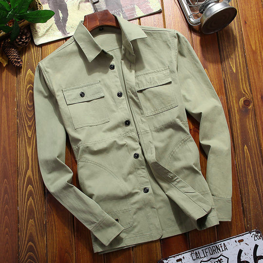 Herren leichtes Canvas‑Fieldhemdjacke mit Brustpattentaschen und Utility‑Details Nord Taschen