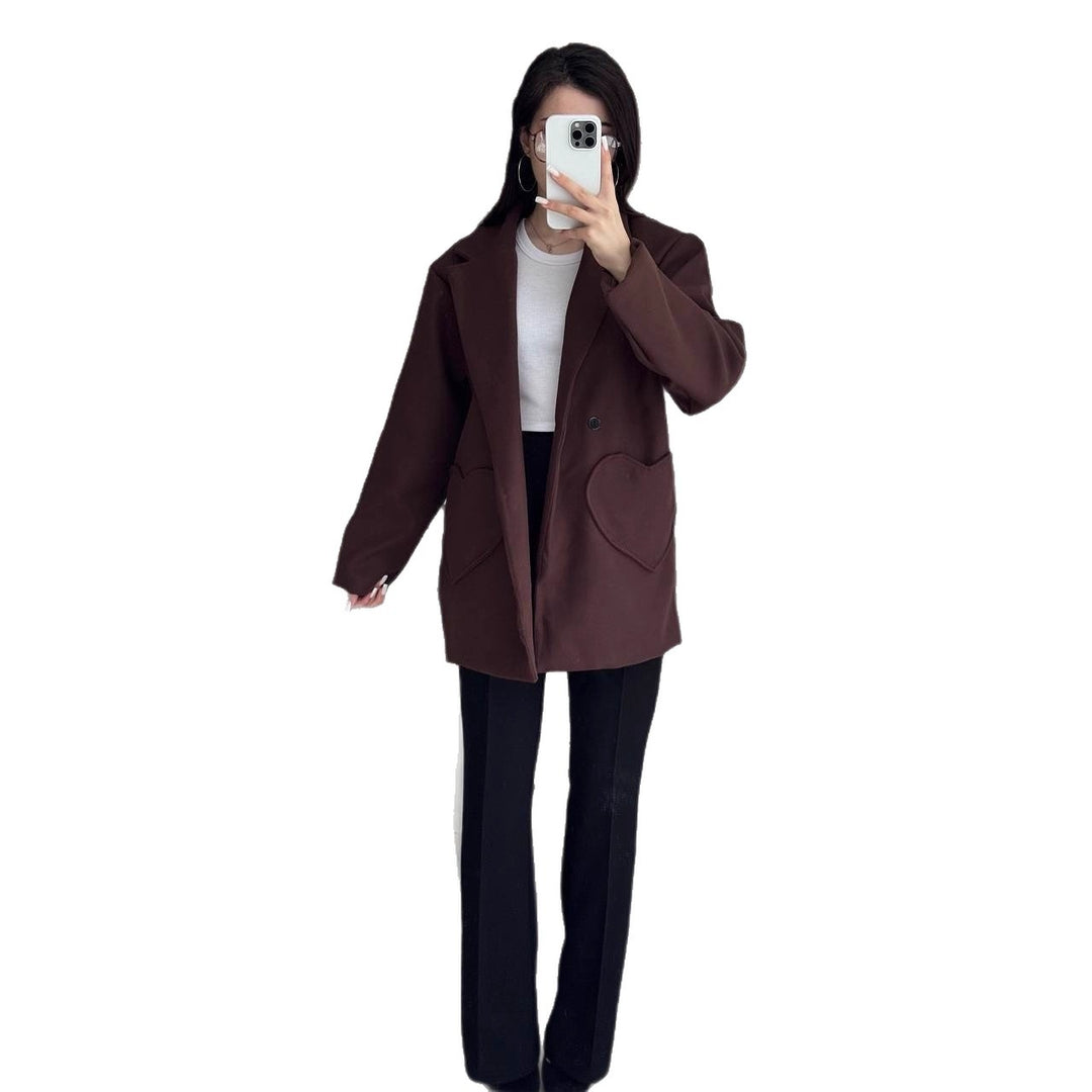 Damen Oversized Blazer-Mantel mit herzförmigen Taschen Nord Taschen