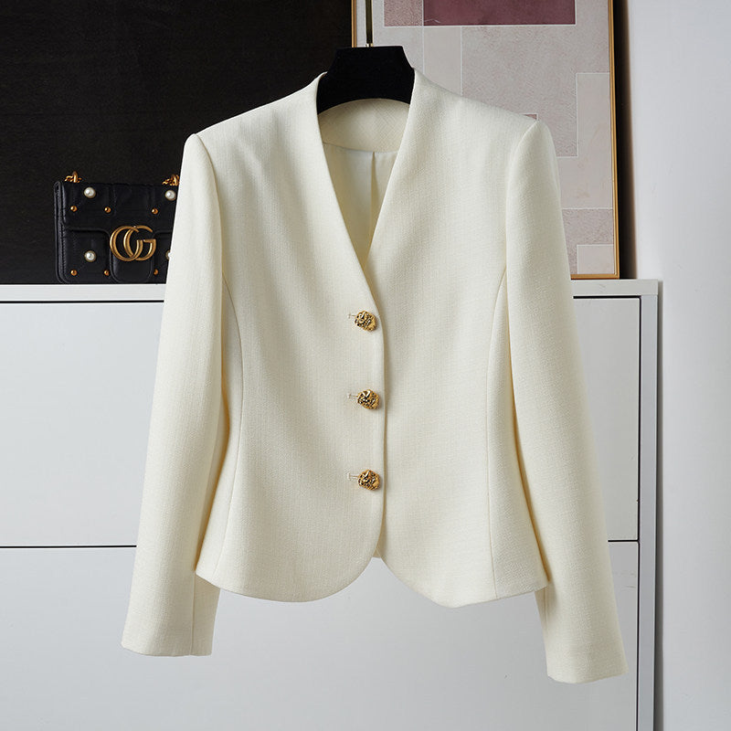 Damen Eleganter Blazer mit goldenem Knopfdetail Nord Taschen