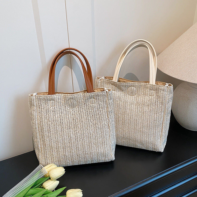 Damen elegante Basttasche mit handgefertigten Details Nord Taschen