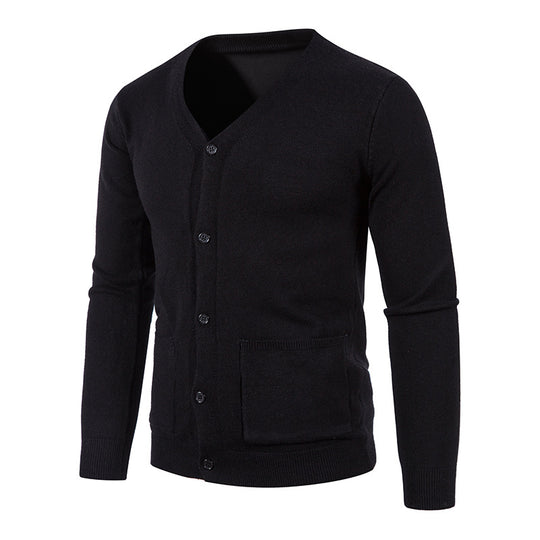 Herren Feinstrick-Cardigan mit V-Ausschnitt, Knopfleiste und aufgesetzten Taschen Nord Taschen