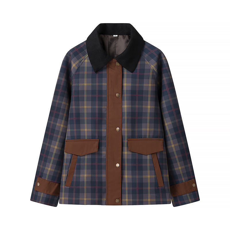 Damen Oversize-Karo-Fieldjacke mit Wachsfinish und Zweifachverschluss Nord Taschen