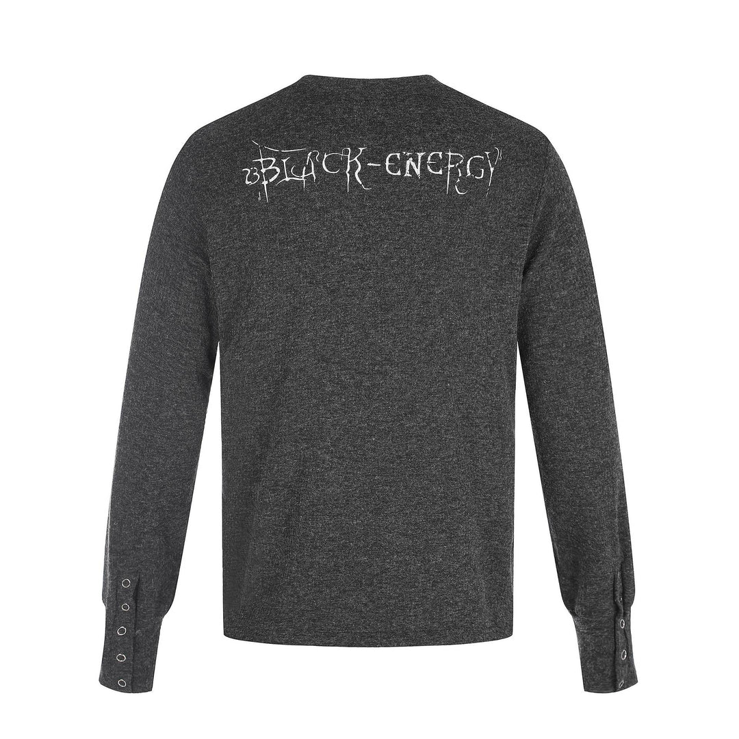 Herren Bedrucktes Langarm‑Henleyshirt aus weichem Jersey mit Druckknopfleiste Nord Taschen
