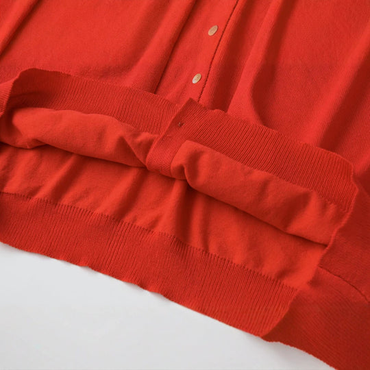 Damen Leichter Dreiviertelarm Knopf-Cardigan mit Rundhals und verlängerter Rippenblende Nord Taschen