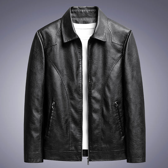 Herren schlanker Kunstleder-Fliegerblouson mit Hemdkragen und ergonomischen Nahtdetails Nord Taschen