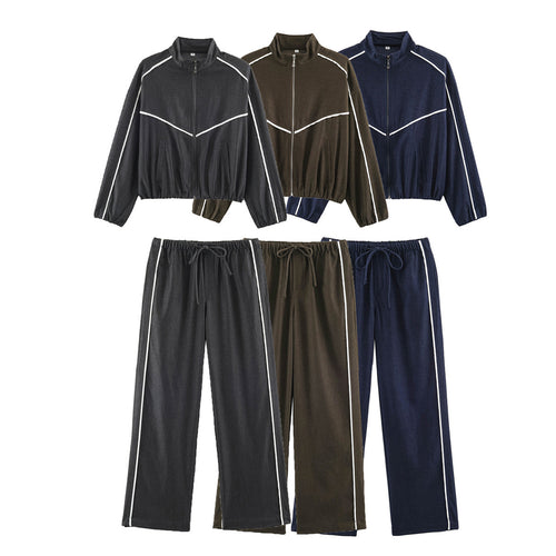 Damen Lounge-Hose mit weitem Bein, Kordelzug und seitlichen Kontraststreifen Nord Taschen
