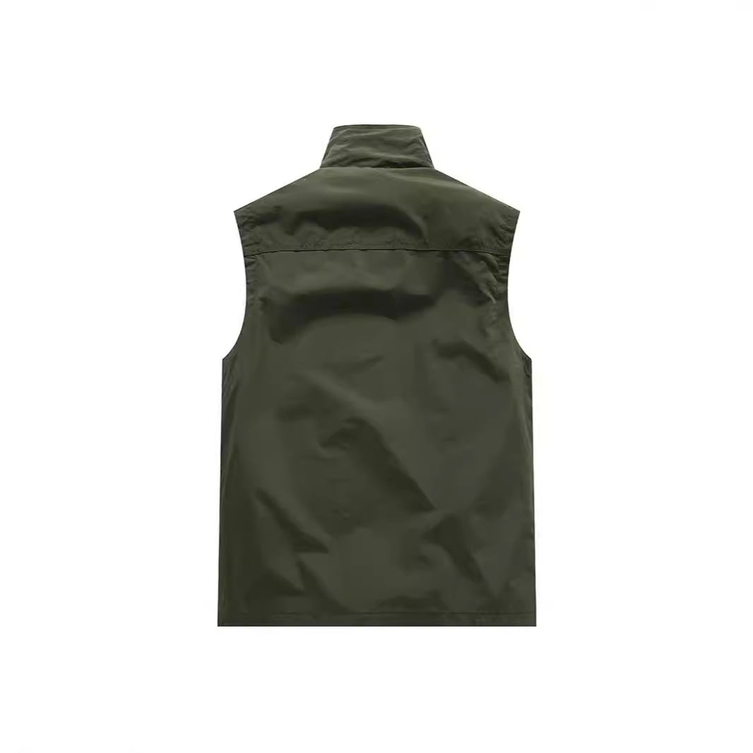 Herren Leichte Utility-Weste mit Mesh-Innenfutter, Reißverschluss und hohem Stehkragen Nord Taschen