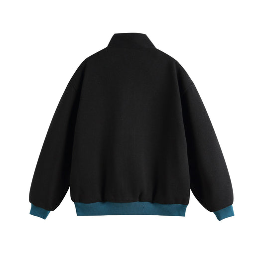 Damen Leichte Stehkragen-Jacke mit folkloren Stickapplikationen und gerippten Bündchen Nord Taschen