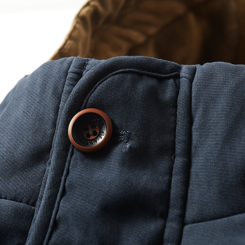 Herren wattierter Parka im Canvas-Look mit Teddyfleece-Innenfutter und Kapuze Nord Taschen