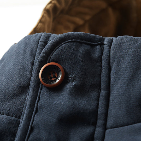 Herren wattierter Parka im Canvas-Look mit Teddyfleece-Innenfutter und Kapuze Nord Taschen