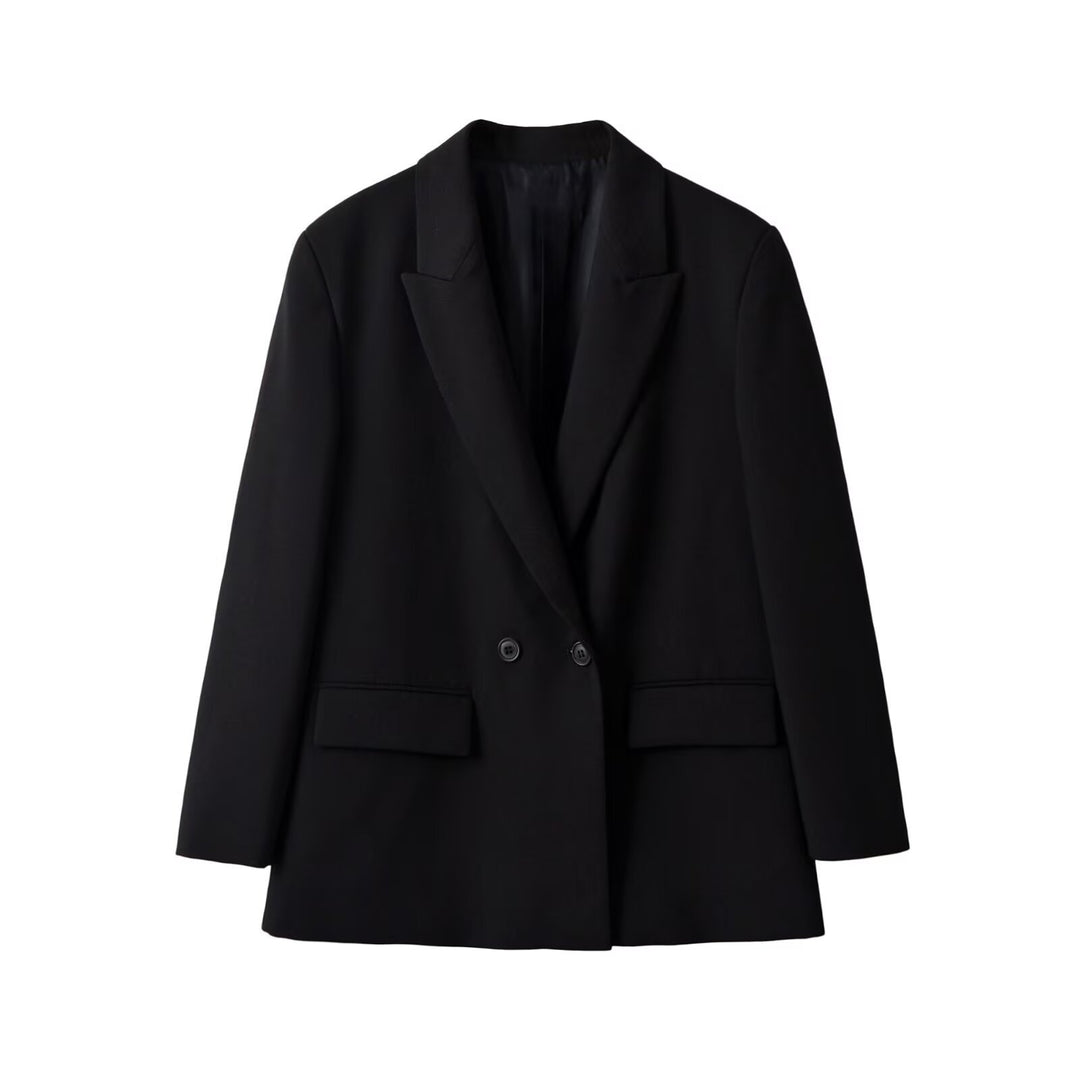 Damen Longline-Blazer mit verlängertem Schnitt, Doppelknopf und Pattentaschen Nord Taschen