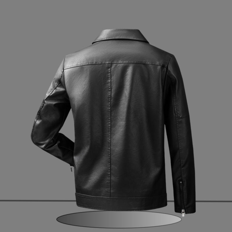 Herren Elegante Slim-Fit Lederoptik-Blousonjacke mit Hemdkragen, vertikalen Ziernähten und verdecktem Reißverschluss Nord Taschen