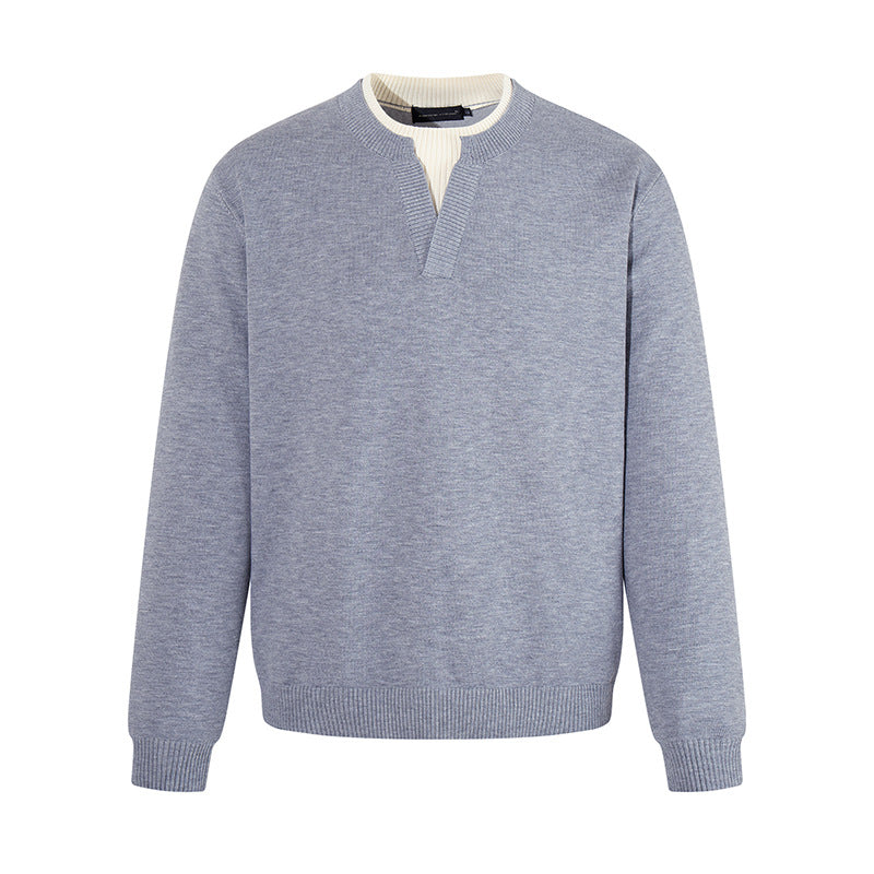 Herren Feinstrick-Pullover mit V‑Schlitzkragen und Rippabschluss Nord Taschen