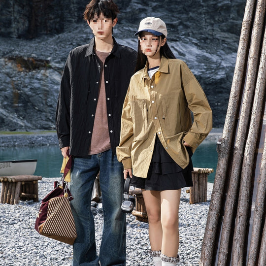 Herren Oversize Utility-Hemdjacke aus Ripstop mit Druckknopfblende und aufgesetzten Taschen Nord Taschen