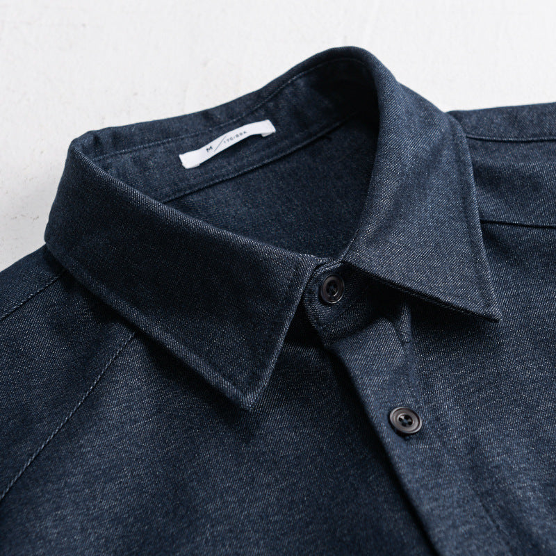 Herren Weiches Denim-Overshirt mit Pattentasche und lockerem Schnitt Nord Taschen