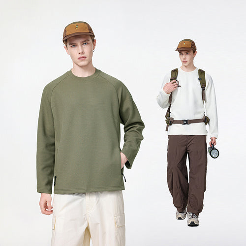 Herren Waffelstruktur-Thermo-Sweatshirt mit Raglanärmeln und Reißverschlusstaschen Nord Taschen