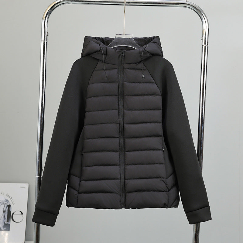 Damen nan gesteppte Hybridjacke mit Kapuze, Softshell-Ärmeln und leichter Thermoisolierung Nord Taschen