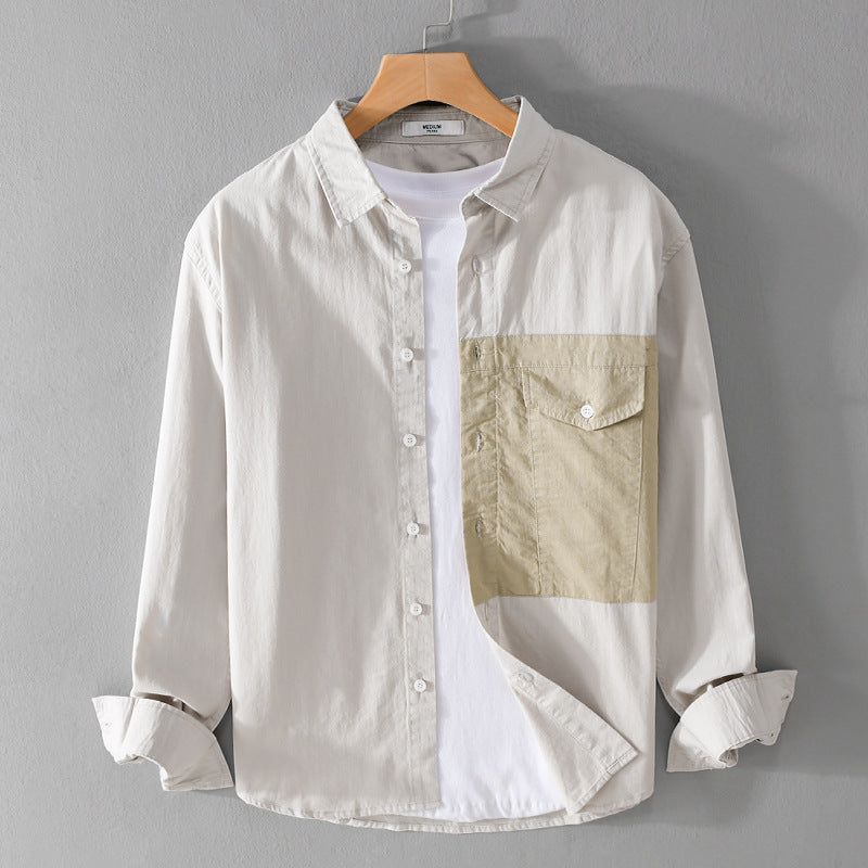 Herren Kontrast-Brusttaschen-Overshirt aus leichter Baumwollmischung mit Relaxed‑Fit Nord Taschen