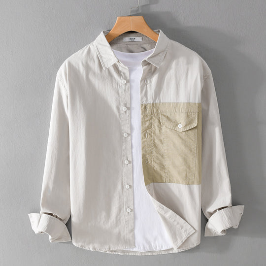 Herren Kontrast-Brusttaschen-Overshirt aus leichter Baumwollmischung mit Relaxed‑Fit Nord Taschen