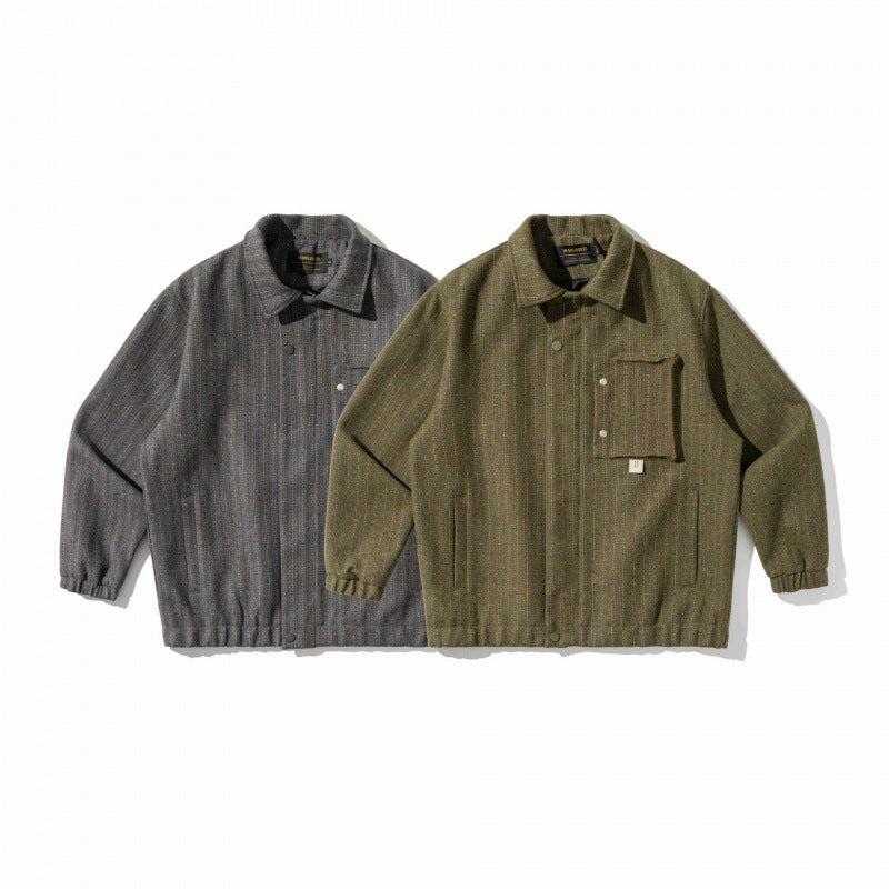 Herren Kastenförmige Overshirt‑Jacke aus Wollmix mit aufgesetzter Brusttasche Nord Taschen