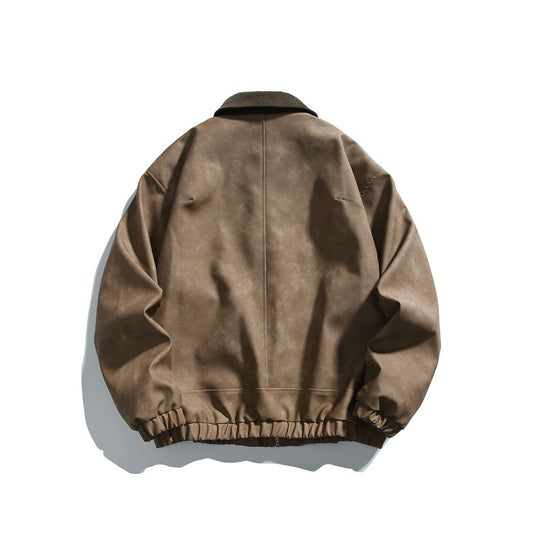 Herren Boxy-Canvas-Blousonjacke mit Cordkragen und elastischem Saum Nord Taschen